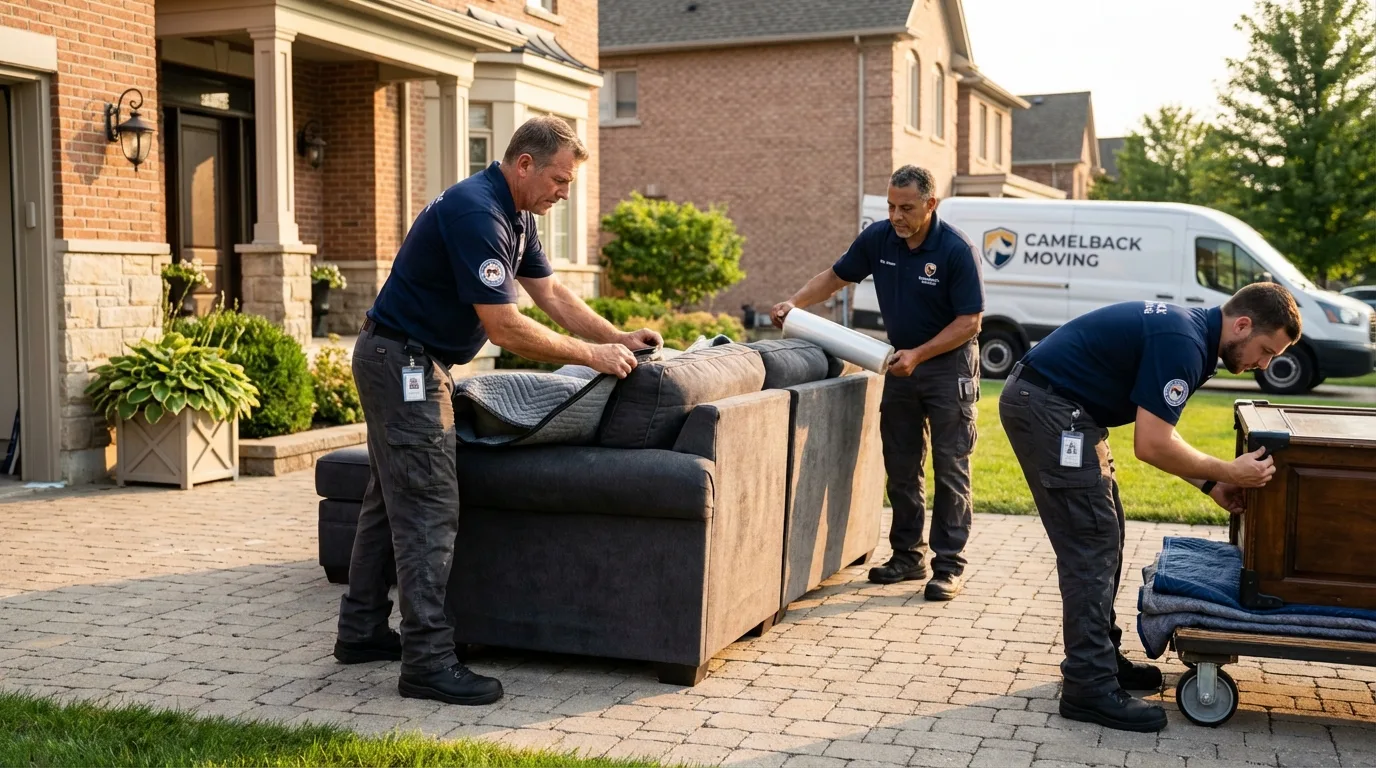 Large estate moving crew wrapping furniture in Mamou, LA